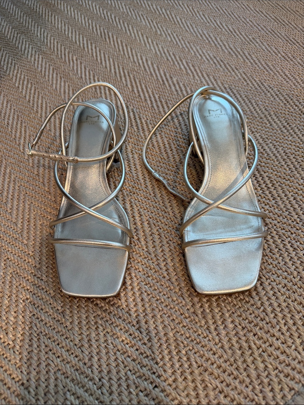 Metallic Strappy Sandals by MANGO - Gold